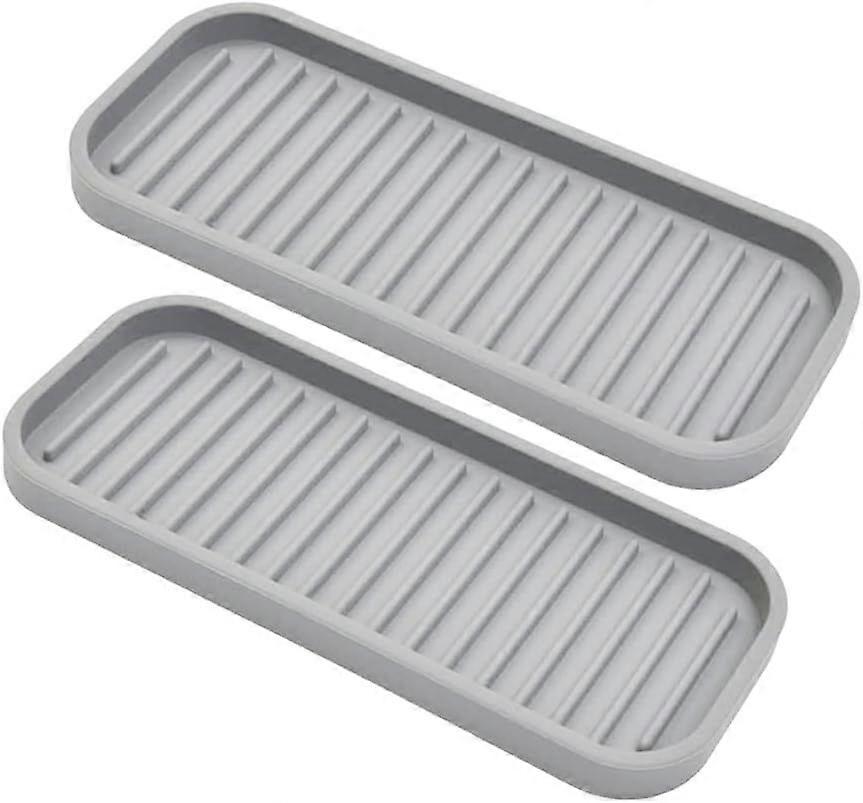 2-pack silicone sponge holders for kitchen sinks, light gray.