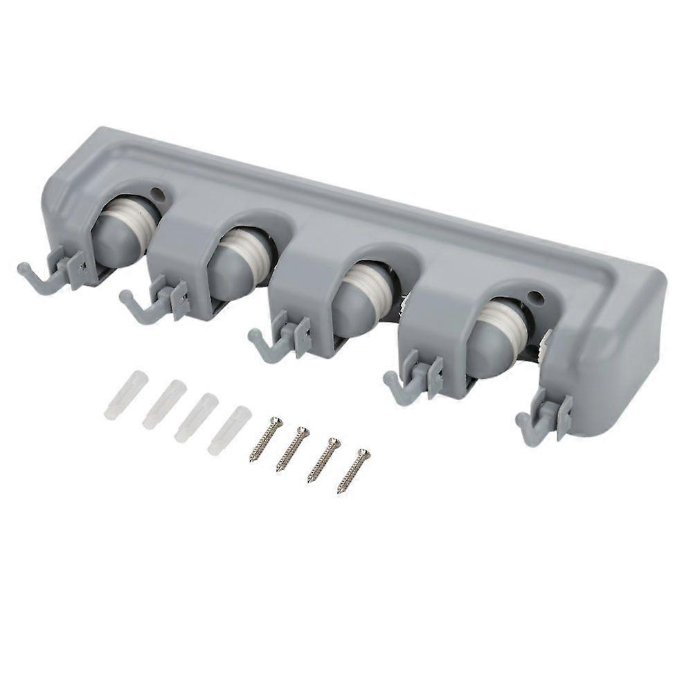 Mop and Broom Holder Rack, Wall-Mounted Organizer, 4 Positions