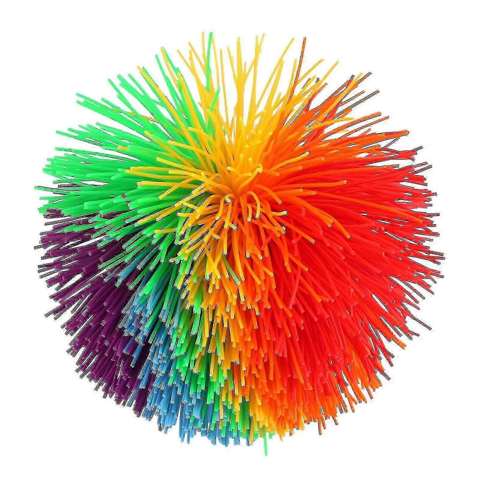 Large Rainbow Monkey Pull String Ball Silicone Bouncing Plush Ball Colorful Rubber Silk Ball Rubber Band Ball