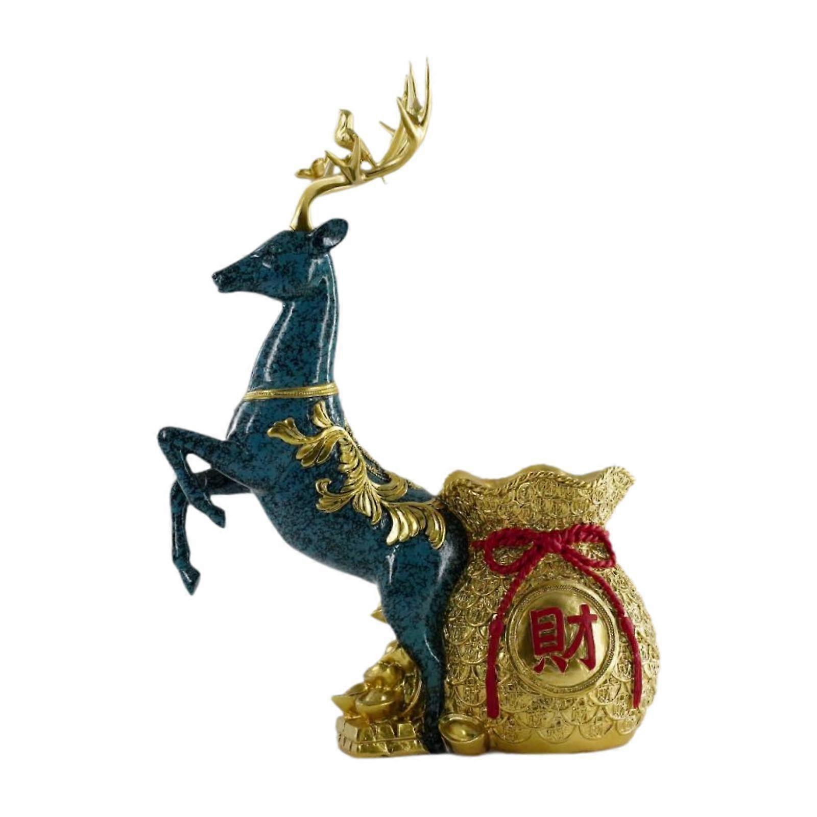 Deer Statue Table Ornament Art Crafts Collections Feng Shui Figurine Resin