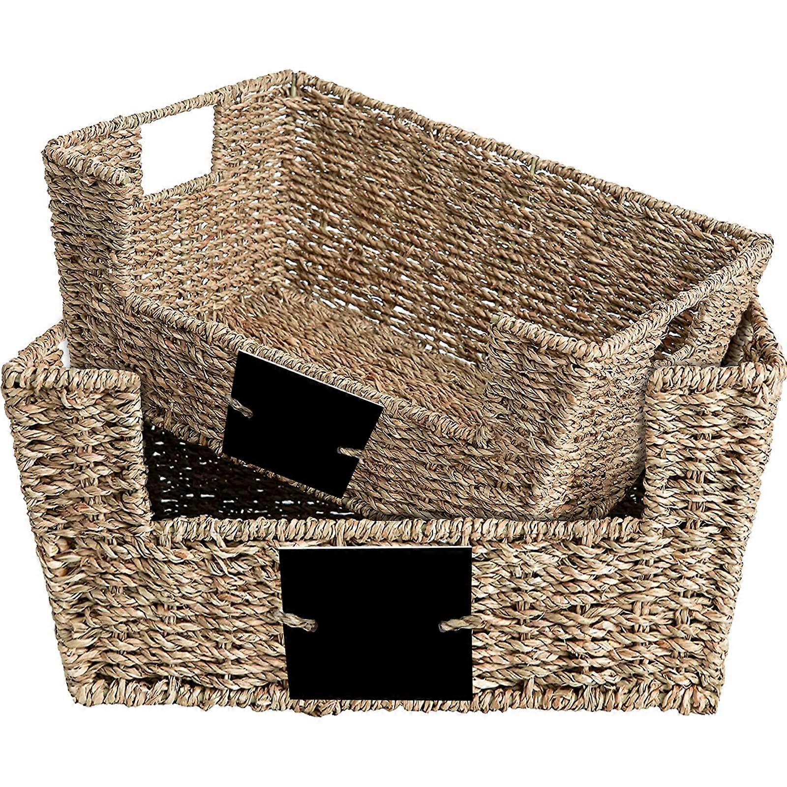 Hand-Woven Storage Box Multipurpose Open Tray Desk Makeup Organizer