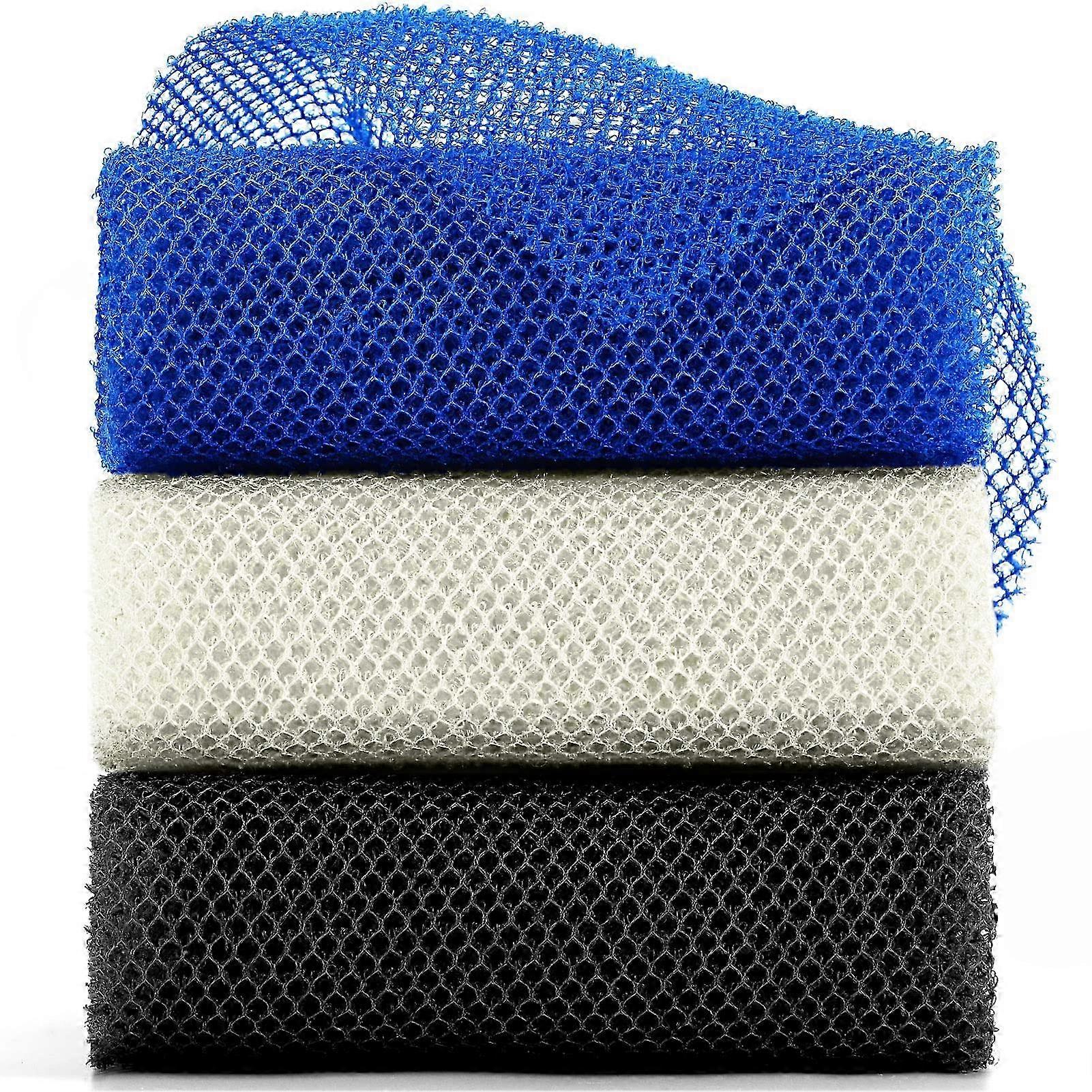 3 Pieces Bath Sponge Net Long Net Bath Sponge Exfoliating Shower Body Scrubber Back Scrubber Skin Smoother,Great for Daily Use