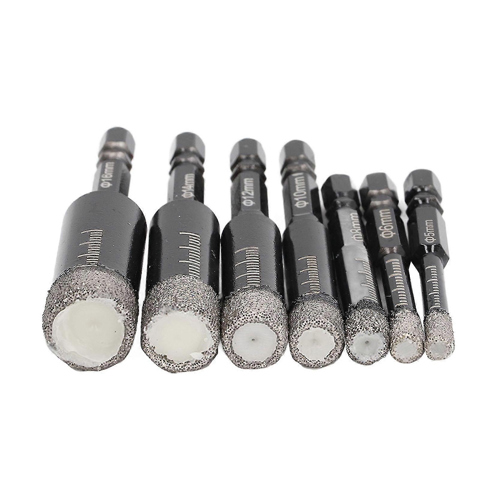 7 Pcs Diamond Drill Bits Wet and Dry Use Brazing Core Drill Bit Hex Shank Diamond Hole Saw Kit for Tile Marble Granite
