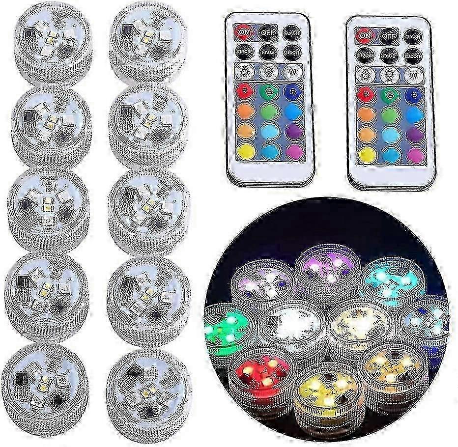 10pcs Submersible Led Lights Tea Lights Candle, Rgbw Color Changing With Remote