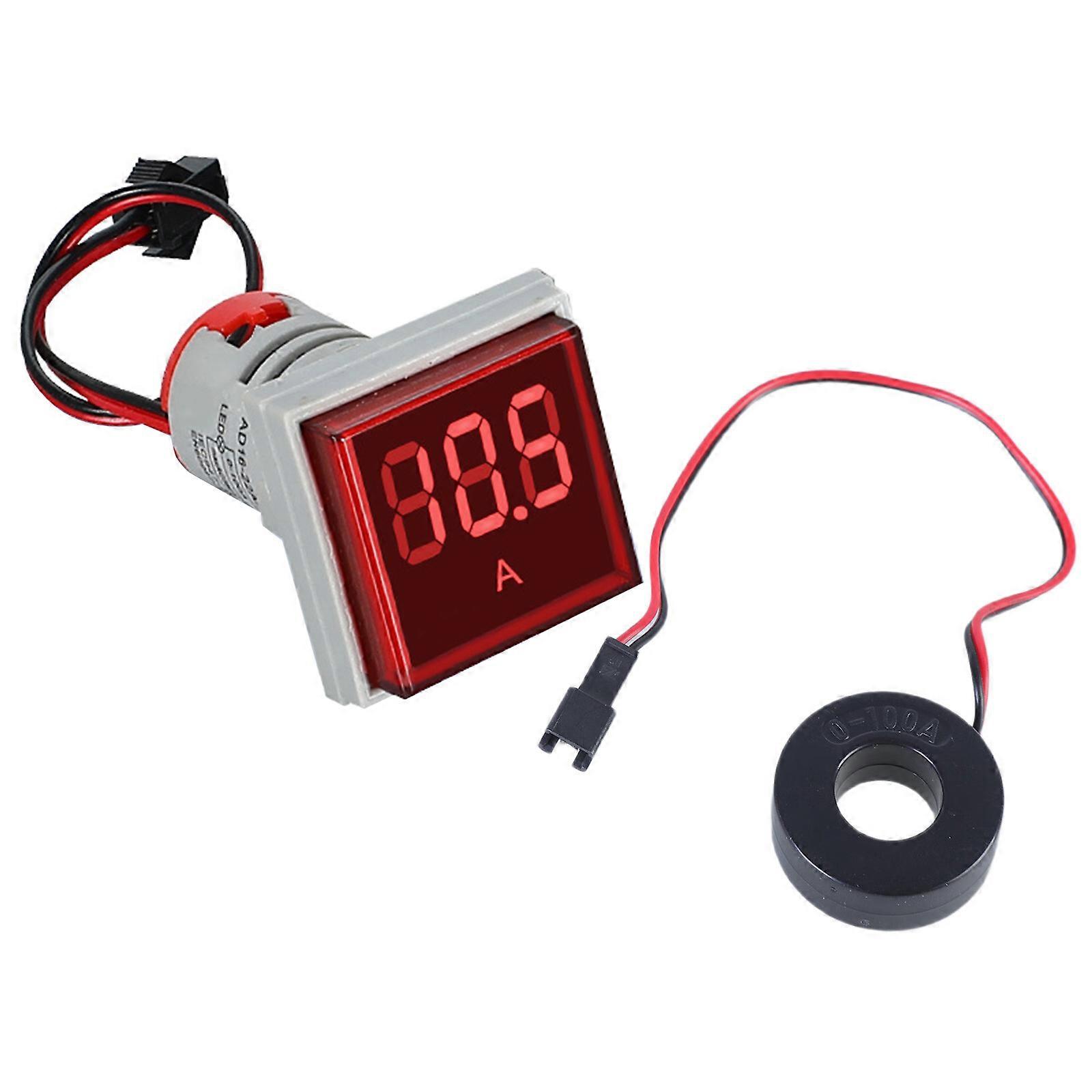 Dijital Ampermetre AC100A Akım Ölçer Kare Kafa LED Arkadan Aydınlatmalı Ekran 0-100A Akım Dedektörü Monitörler 22mm Kare Kafa Kırmızı