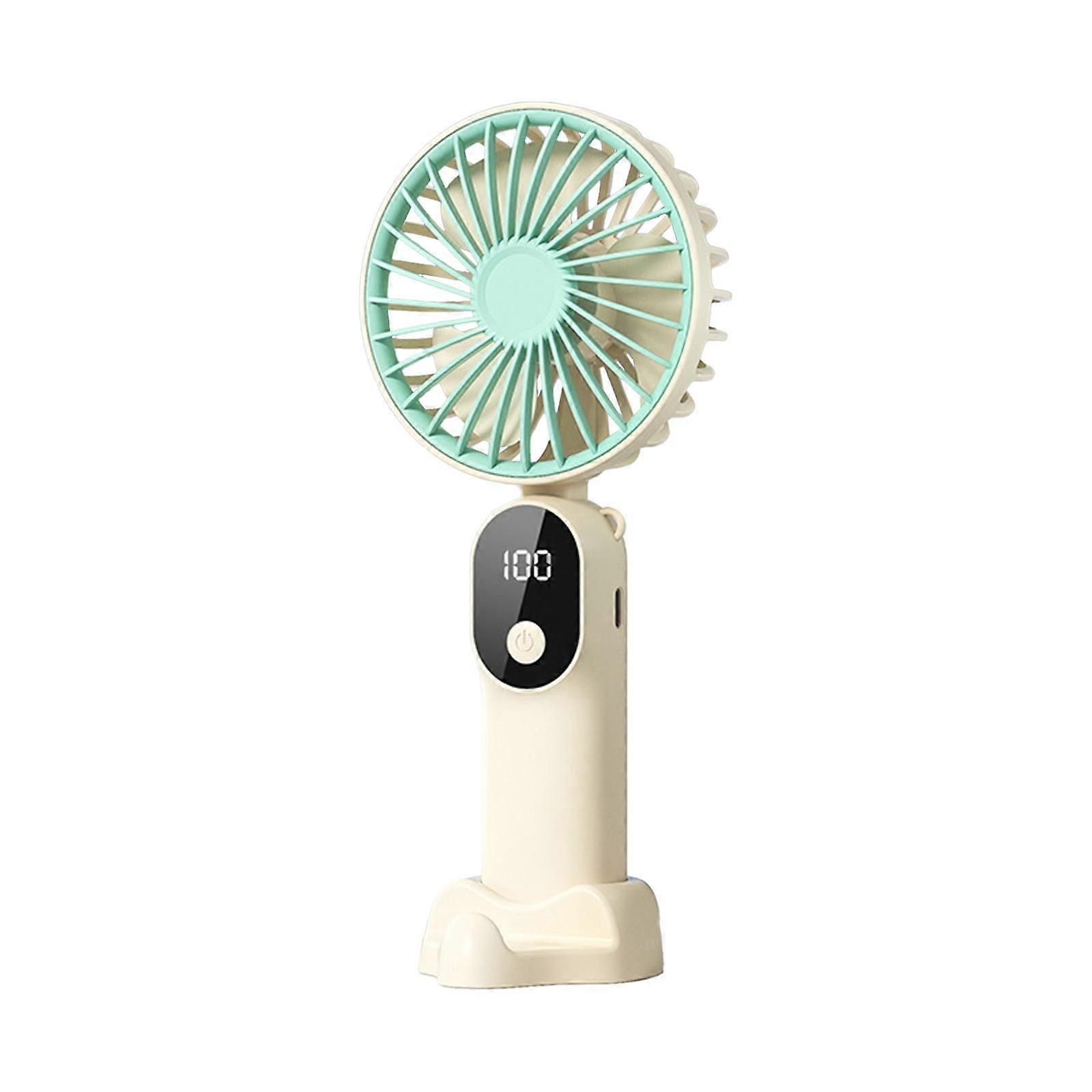 6 Speed Desktop Folding Small Fan USB Charging Portable Handheld Small Fan LED Digital Display Hanging Necks Fan Bring A Hanging Rope PUW6003