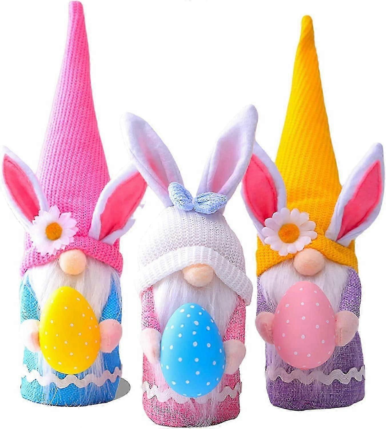 3 قطع زينة عيد الفصح، عيد الفصح جنوم الأرنب مجهول الهوية أفخم دمية ديكور مع بيضة عيد الفصح، اليدوية هدايا عيد الفصح لعب للأطفال / النساء / الرجال، الربيع عيد الفصح هوم