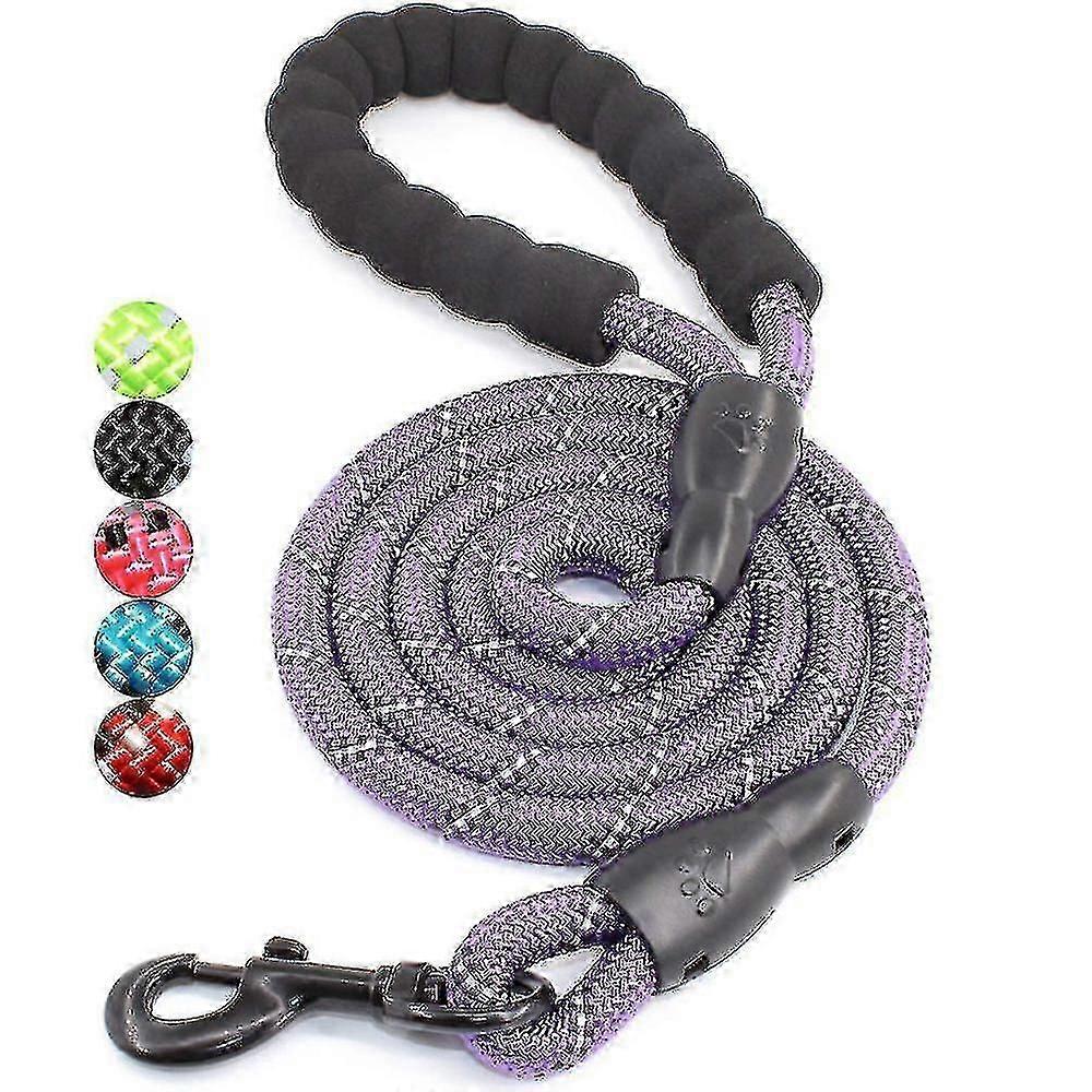 5 Ft Strong Dog Leash With Comfortable Padded Handle And Highly Reflective Threads Dog Leashes For Medium And Large Dogs, Purple