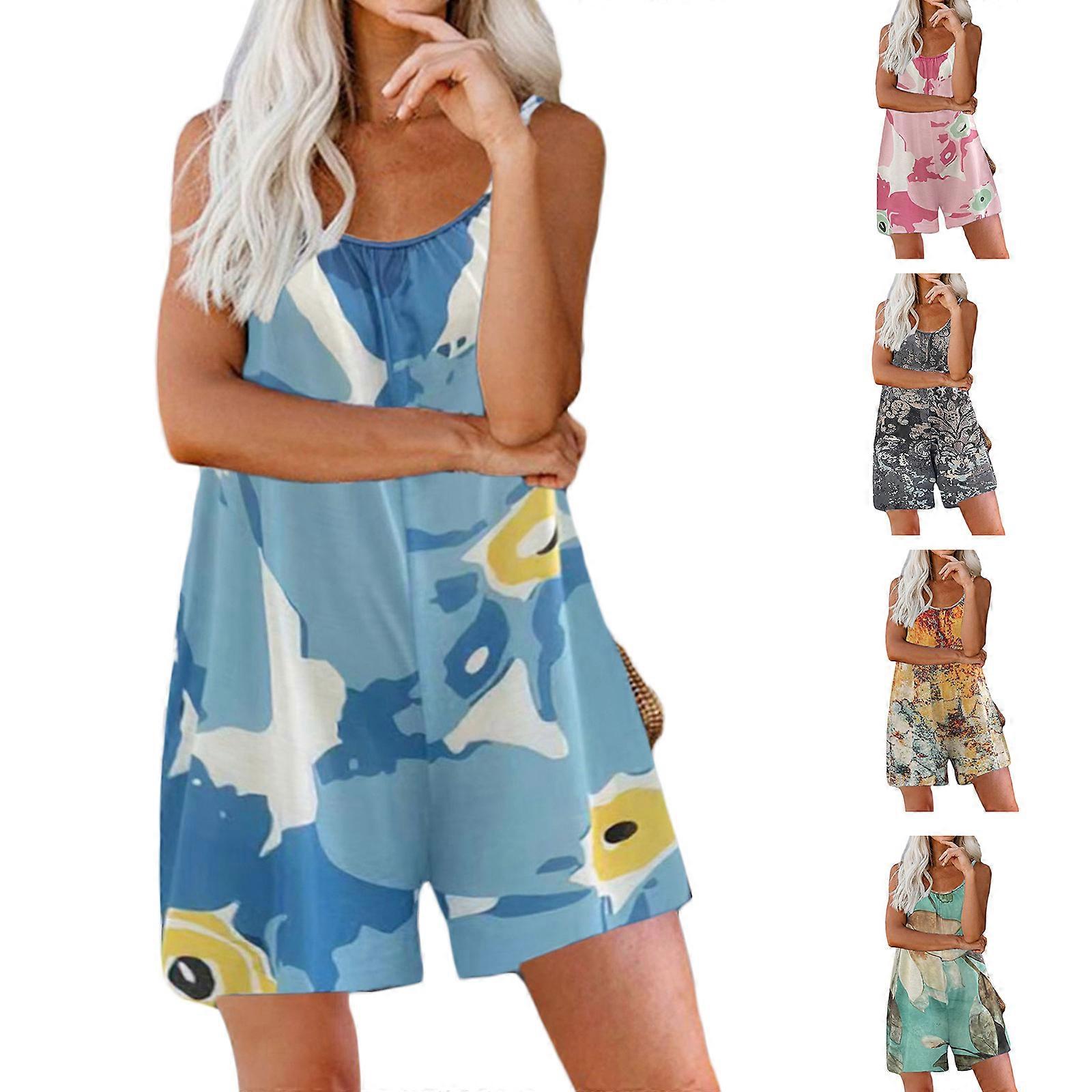 Pelele de mujer verano casual sin mangas con cuello redondo monos