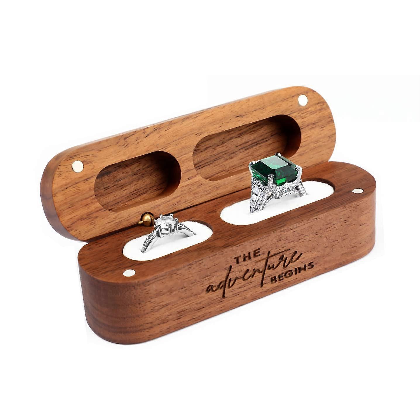 Wooden Ring Box for Wedding Ceremony - Rectangular Size, Rustic Style, Natural Wood Finish, Elegant Keepsake Storage