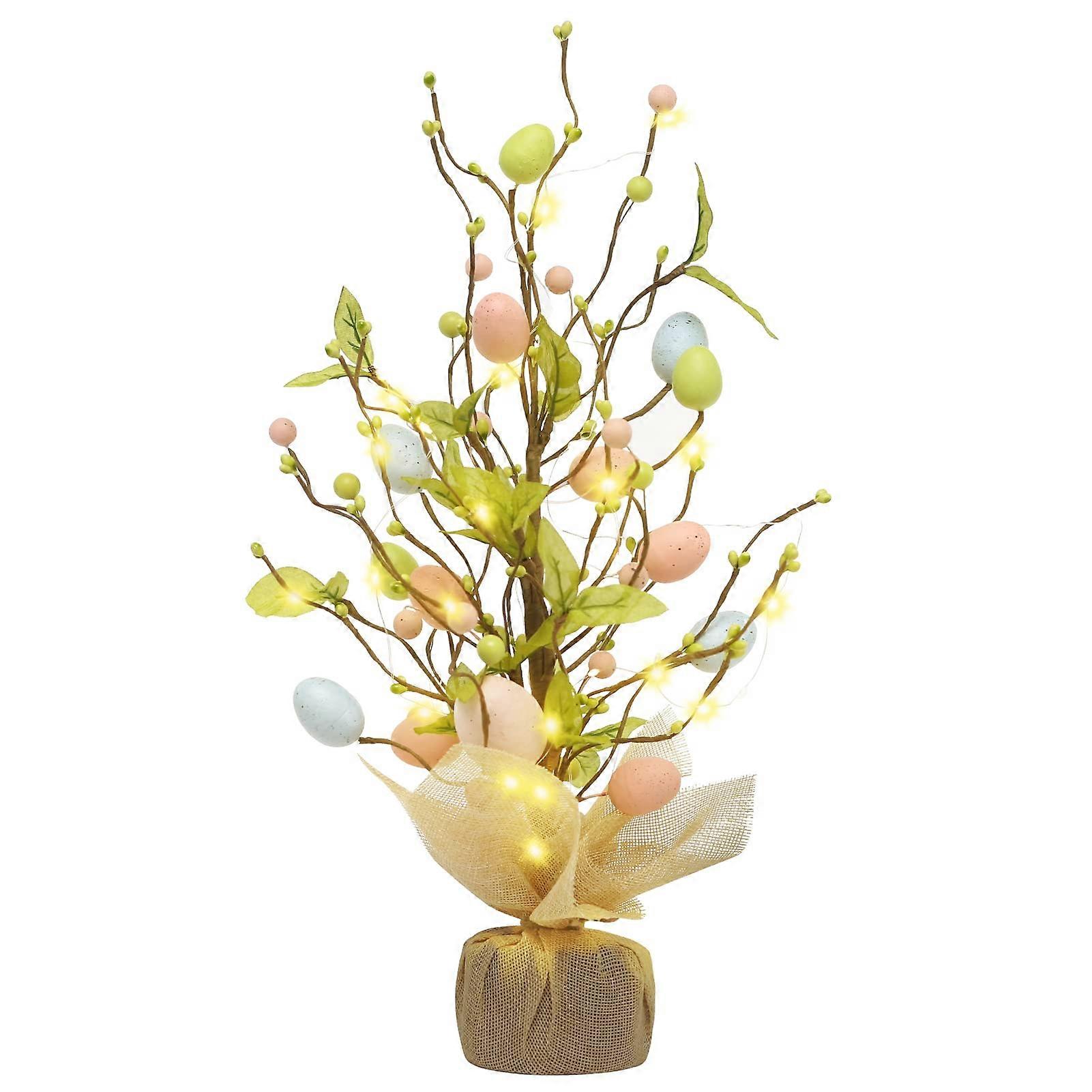 1 Tree Pre-lit Easter Egg Tree 18 Inch for Home Party Decoration, Colorful Decorative Spring Accent, LED Lights