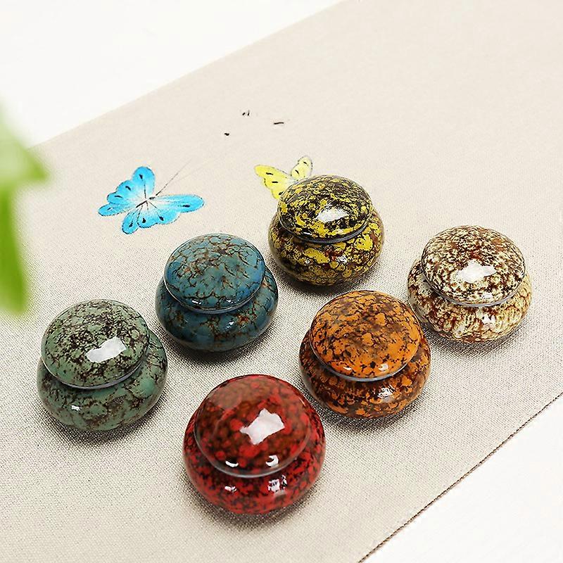 Mini Ceramic Tea Canister Small Portable Storage Sealed Jar