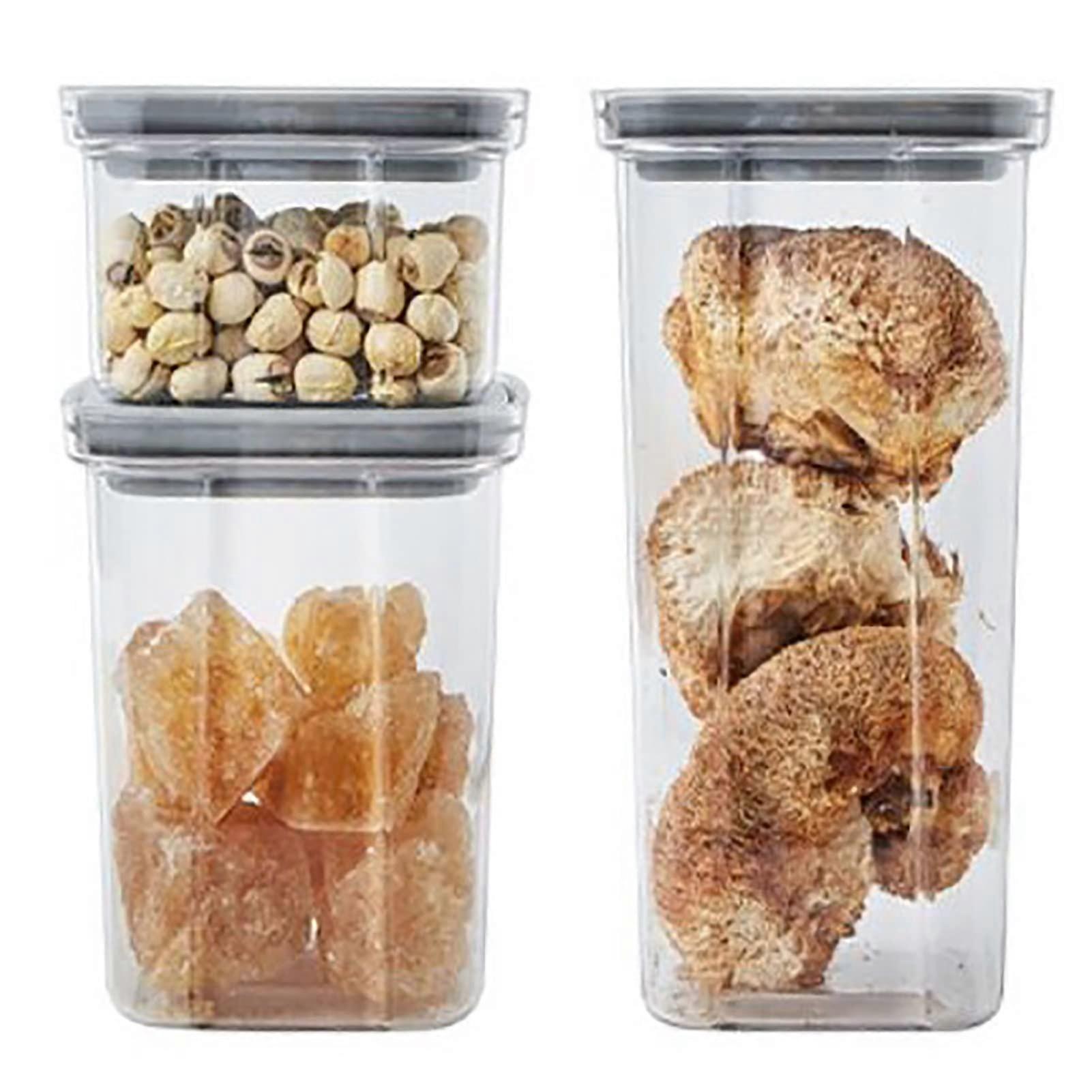 Household Storage Containers for Pantry - Plastic Cereal, Pasta, and Snack Organizers in Grey, Large/Medium/Small Sizes