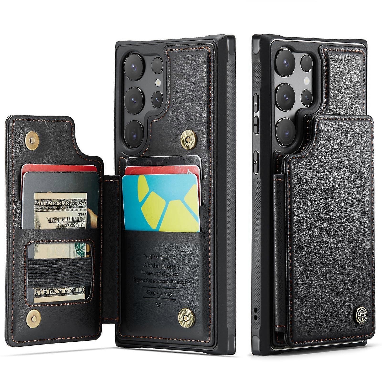 Wallet Case With Card Holder, RFID Blocking, Kickstand, Shockproof, Black for Samsung Galaxy S25 Ultra