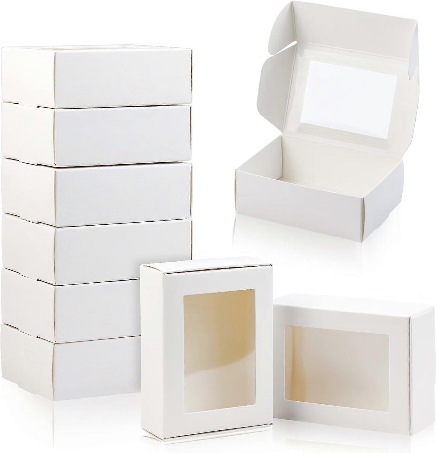 Small Rectangular Paper Boxes with Open Windows, 3.33" x 2.35" x 1.18", 50 Pack Mini Soap Packaging, Eco-Friendly
