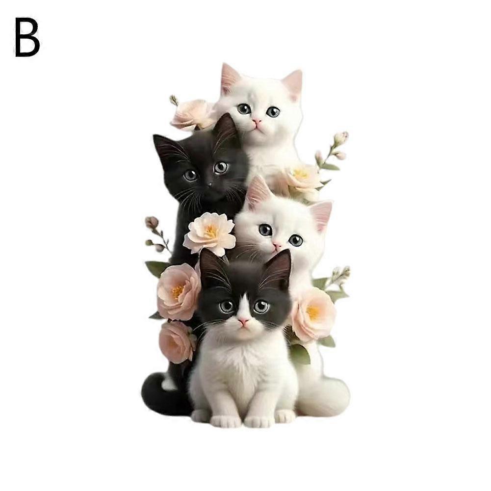 2(B)$Cross-border new product cream cat acrylic flat pendant car rearview mirror pendant cute black and white kitten accessories