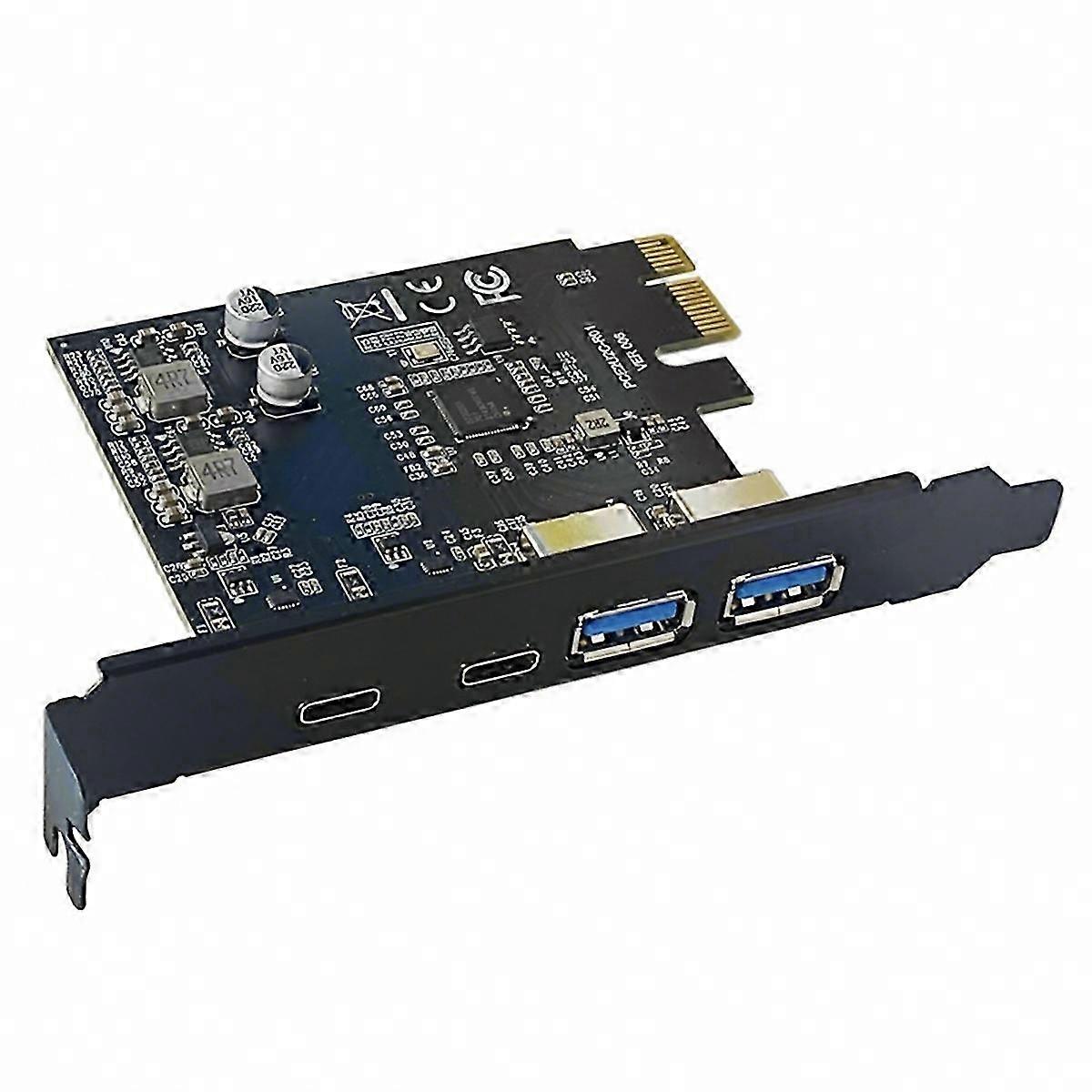 4 Ports 5Gbps PCIE Card Hub USB 3.0 PCI-E Board 2xUSB A Port+2xType-C Port USB PCI-E Expansion Card NN