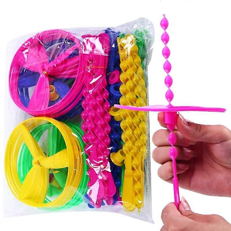 Hand Push Flying Saucer Bamboo Dragonfly Educational Children Toy, Random Color Delivery 40pcs /Pack