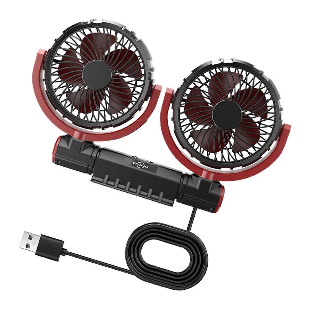 Car Cooling Fan Automotive Dual Head High Power Fan for Cars and Trucks - Summer Use, Adjustable Interface Design