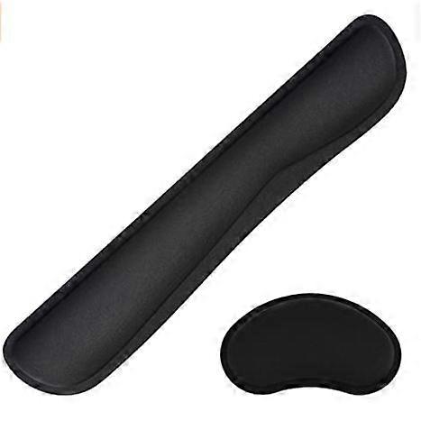 Ultra-fine fabric gel memory foam keyboard wrist rest set, can relieve typing pain, comfortable for office, gaming, computer, black