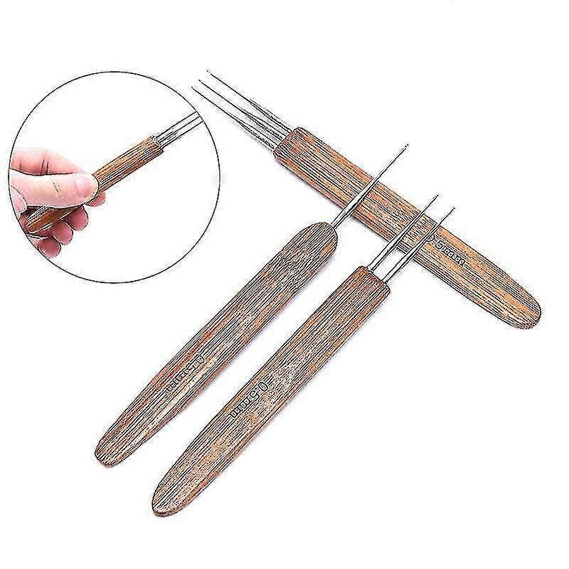 1/3pcs 0.5mm Dreadlock Crochet Needle Hook Bamboo Handle Hooks Tools Making