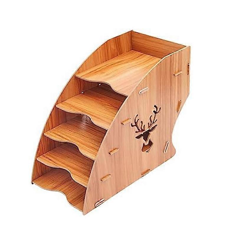 Wooden Invoice Bill Storage Rack Desktop Paper Organizer File Holder