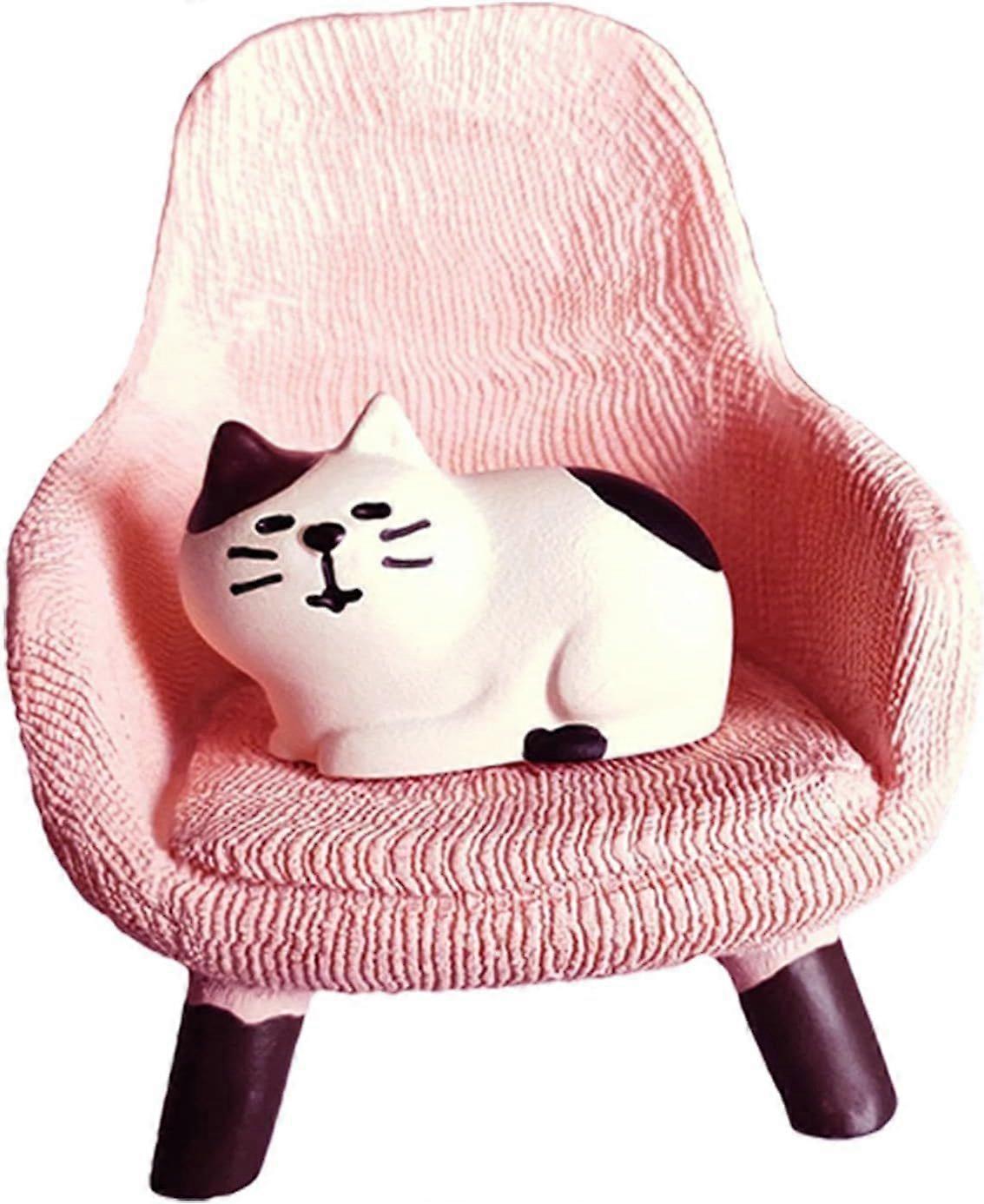Cute Cat Figures | Miniature Cat Figurines with Small Sofa | Resin Cat Figures | Miniature Kitten Figurines | Cute Kitten Sculpture | Kitten Miniature
