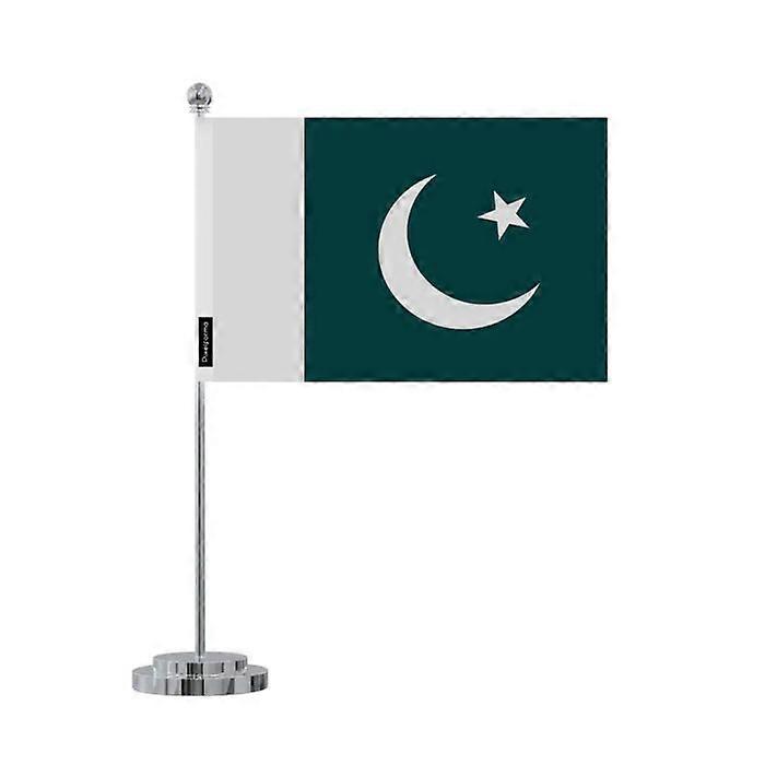 Pakistan Desk Flag – 14 x 21 cm – Polyester – Stainless Steel Base
