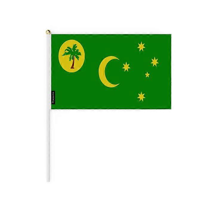 Set of Mini Flags - Cocos Islands - 14 x 21 cm - Handheld - Polyester - 100 pieces