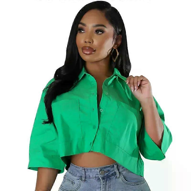 Women Half Sleeve V-neck Blouse and Shirt Street Basic