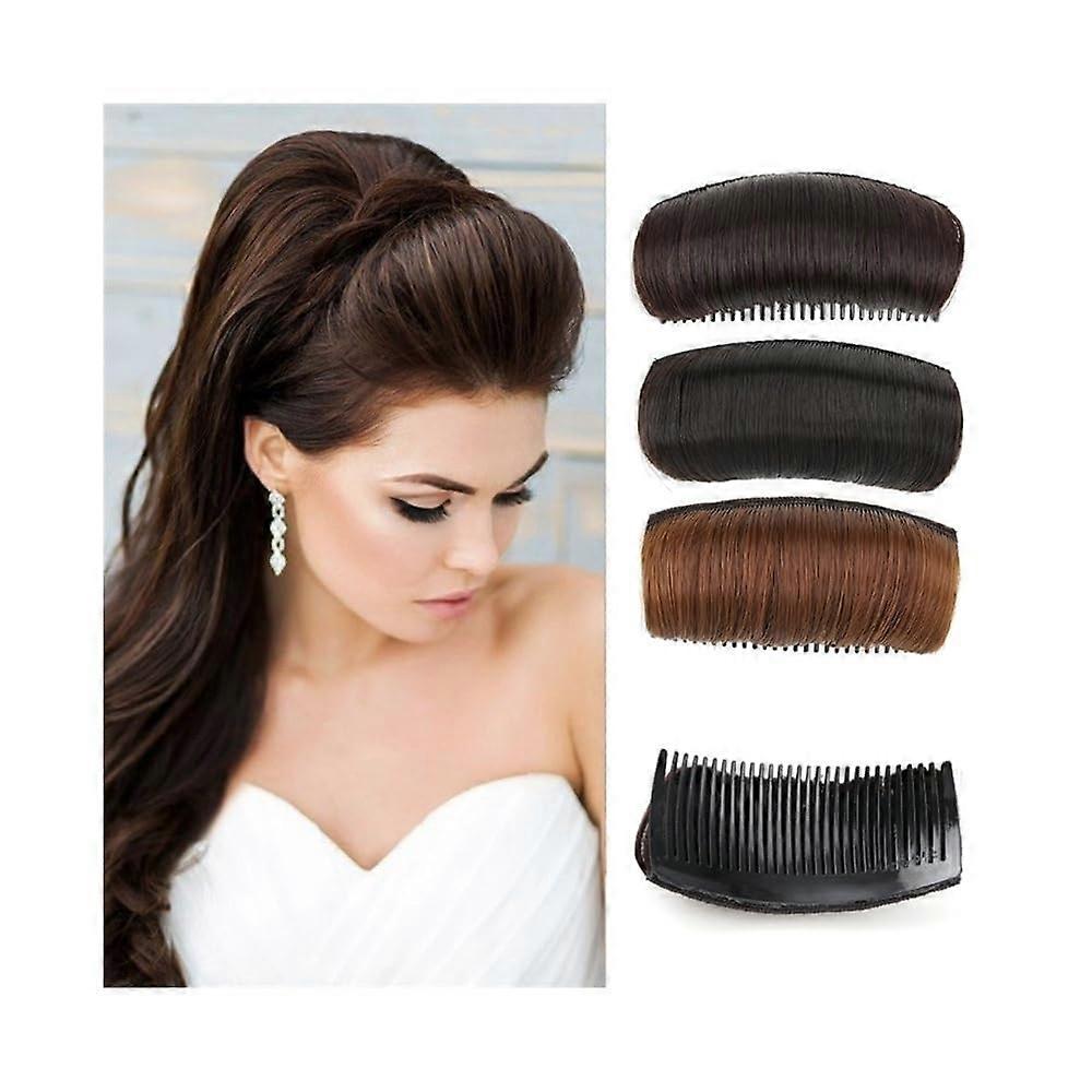 Hair Bun Hairpiece Synthetic Comb Clip Invisible Fluffy Hair Pad for Women Chignon Styling Tool, Color 1B
