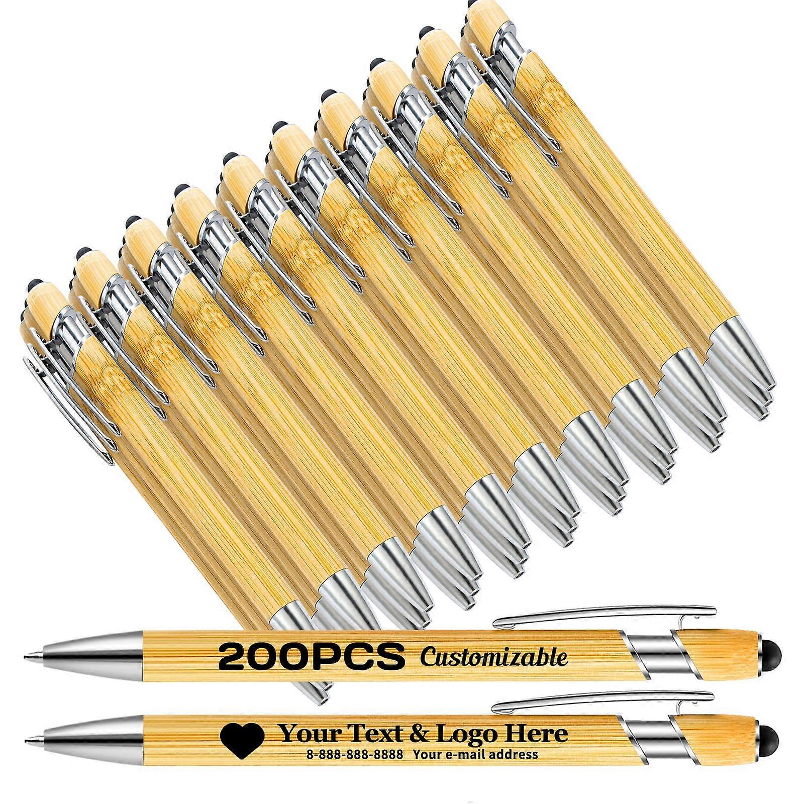 Bamboo Pens with Stylus, with Name, Gifts for Nurses Teachers (200 Count)