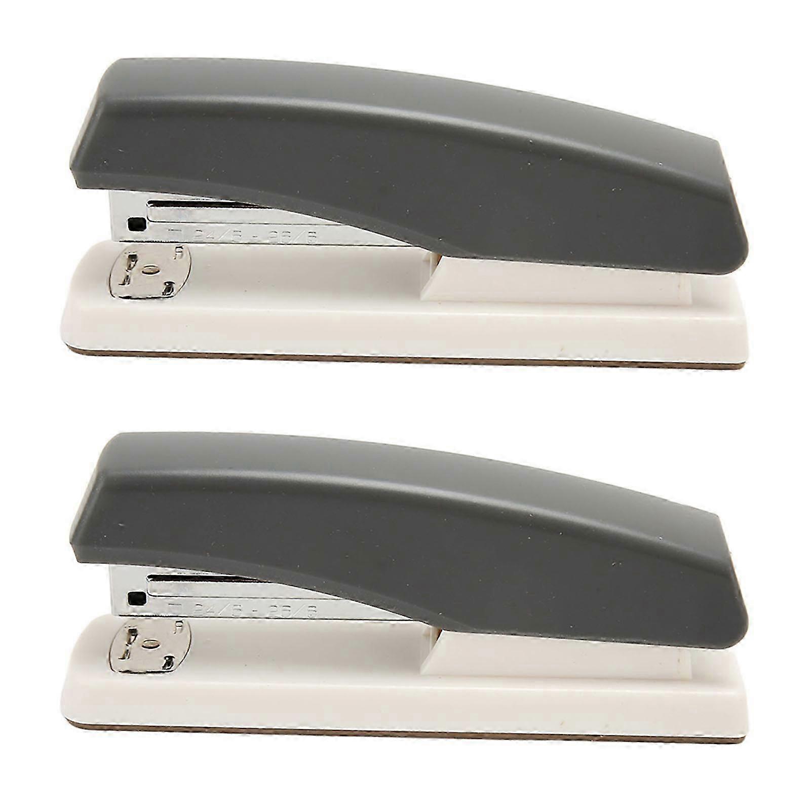 2PCS Office Stapler Prevent Slip Portable Stable Durable Ergonomic School Stapler for Students Grey