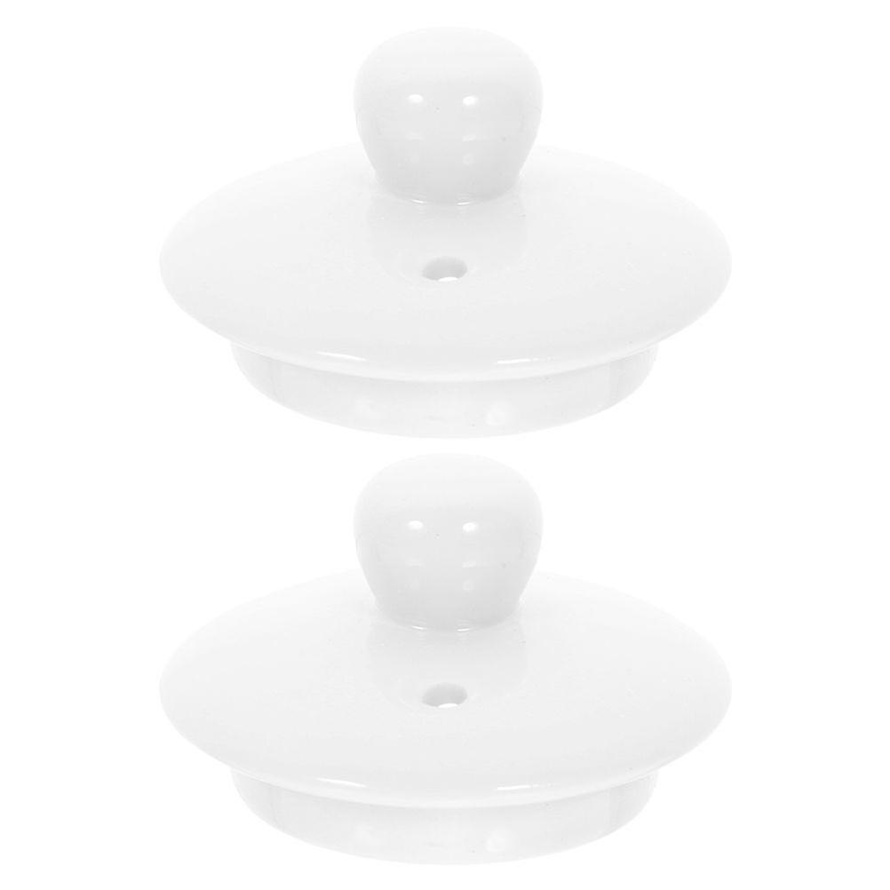 2pcs Ceramic Teapot Lid White Ceramic Tea Cup Lid Kitchen Tea Kettle Cover Replacement