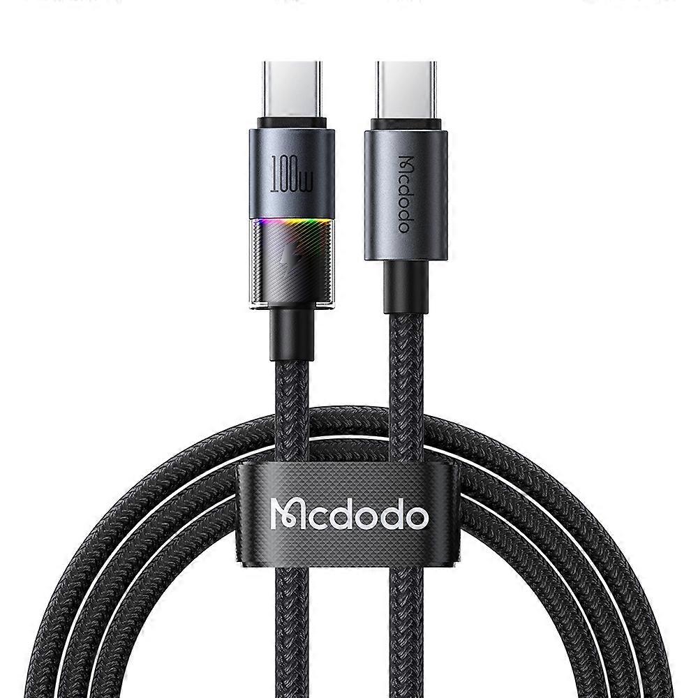 MCDODO CA-8200 1.2m PD 100W Fast Charging Cord with Colorful LED Light USB C to USB C Data Cable