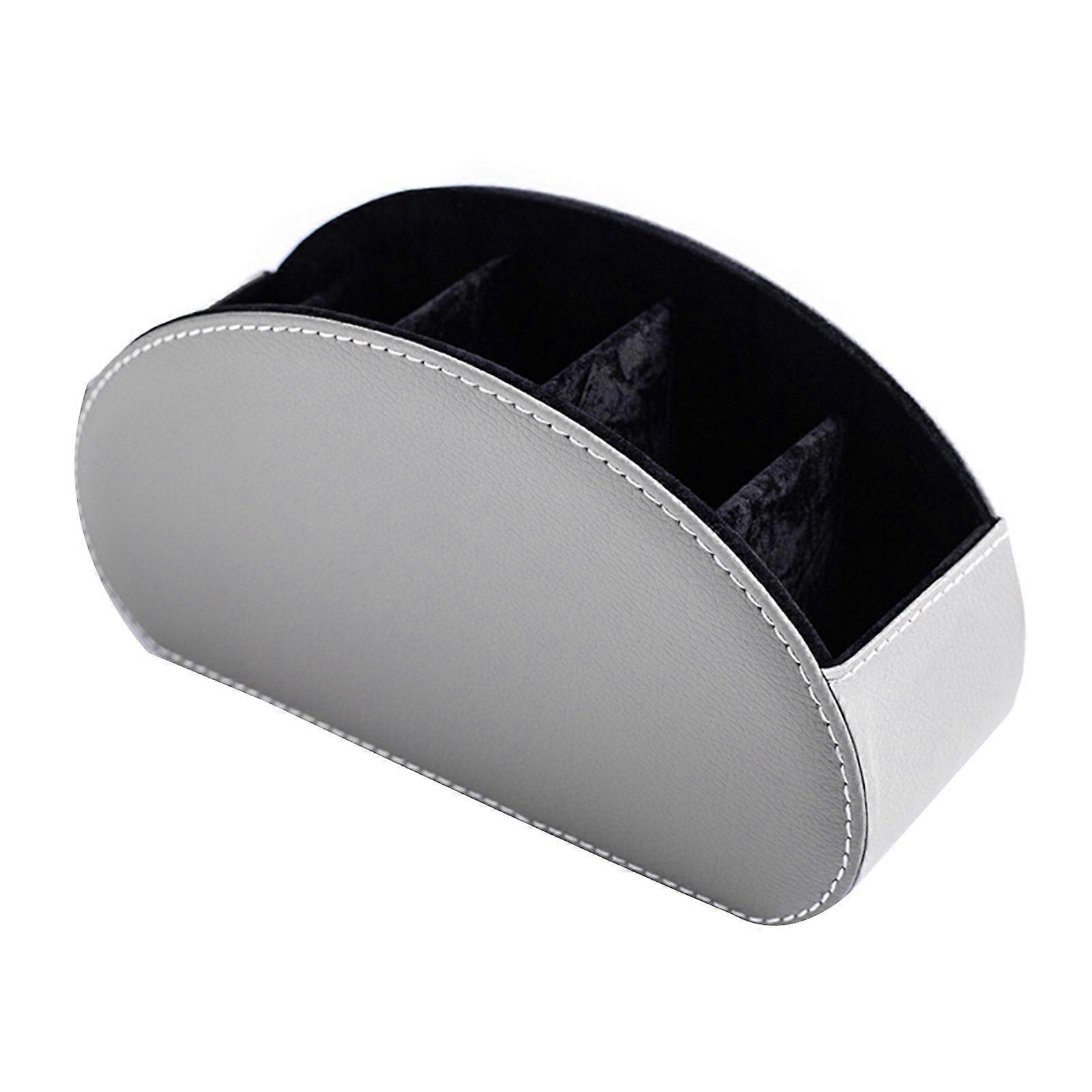 Remote Control Holder with 5 Compartments TV Remote Storage Box Tray Desktop Organizer for Controller Glasses Pen Holder  Grey