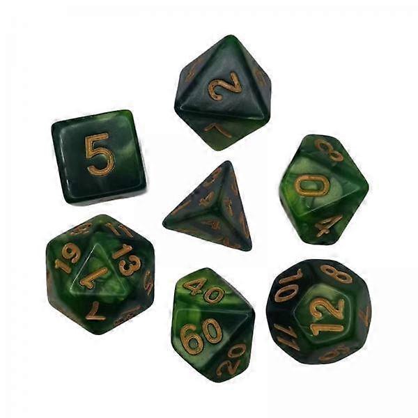 6x 7Pcs Polyhedral Dice Set for Family Events and Educational Use, Green