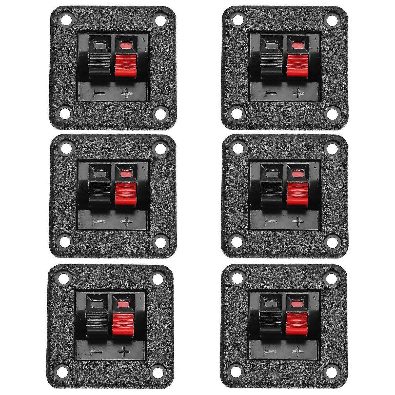 6pcs noir stéréo haut-parleur terminal connecteurs 4.2x4.2cm carte de câblage plaque de commutation