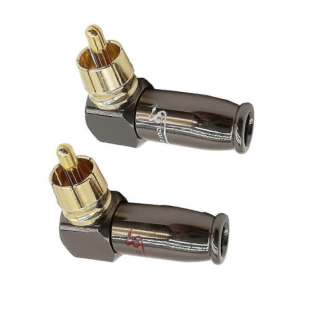 Right Angle 90 Degree Male Connector 2Pcs L-Shaped Soldering Adapter for Video and Speaker Wire Connections