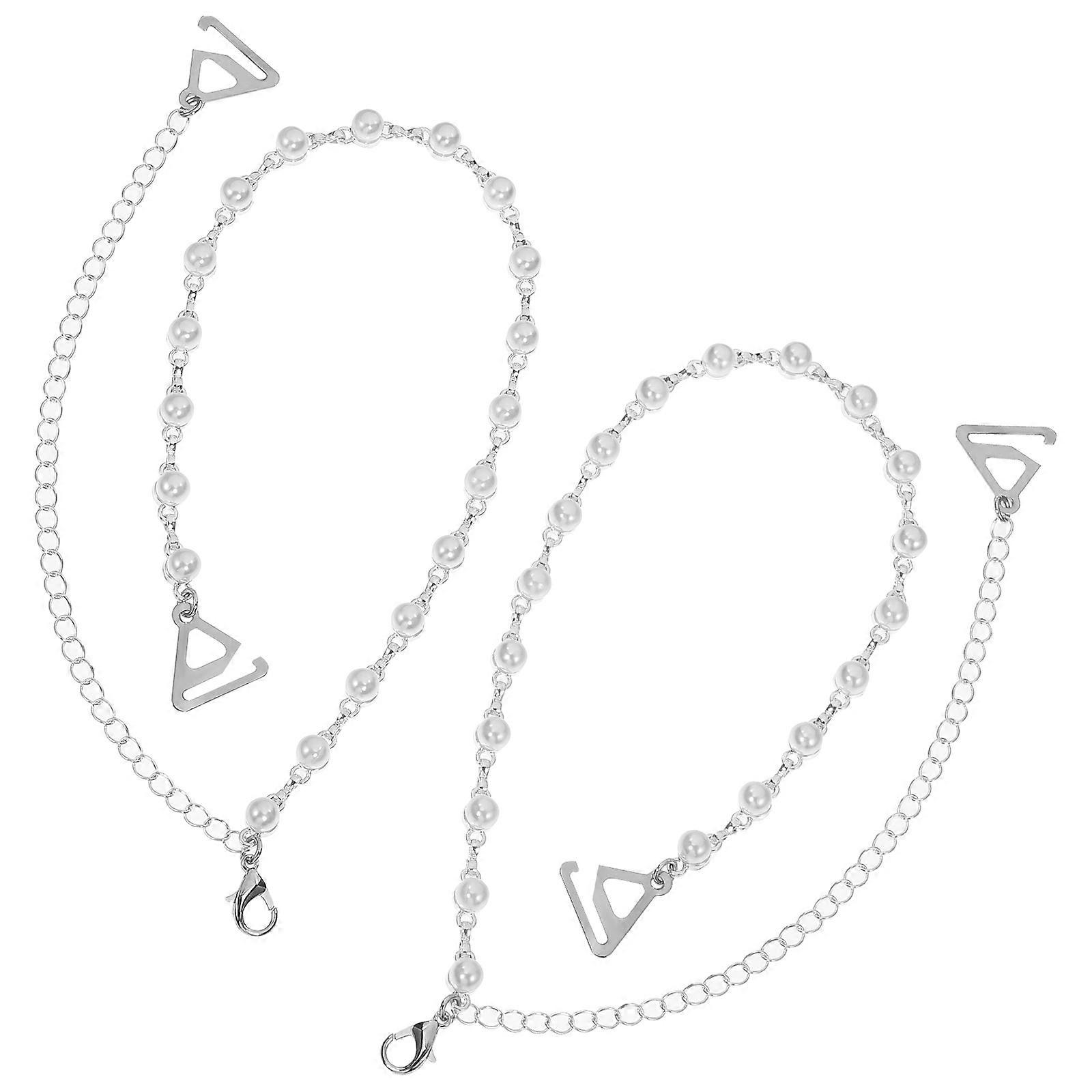 Invisible Bra Straps Underwear Strings Pearl Bra Strap Bra Dress Shoulder Strap Adjustable Non-Skid Bra Strap Holders For Slipping