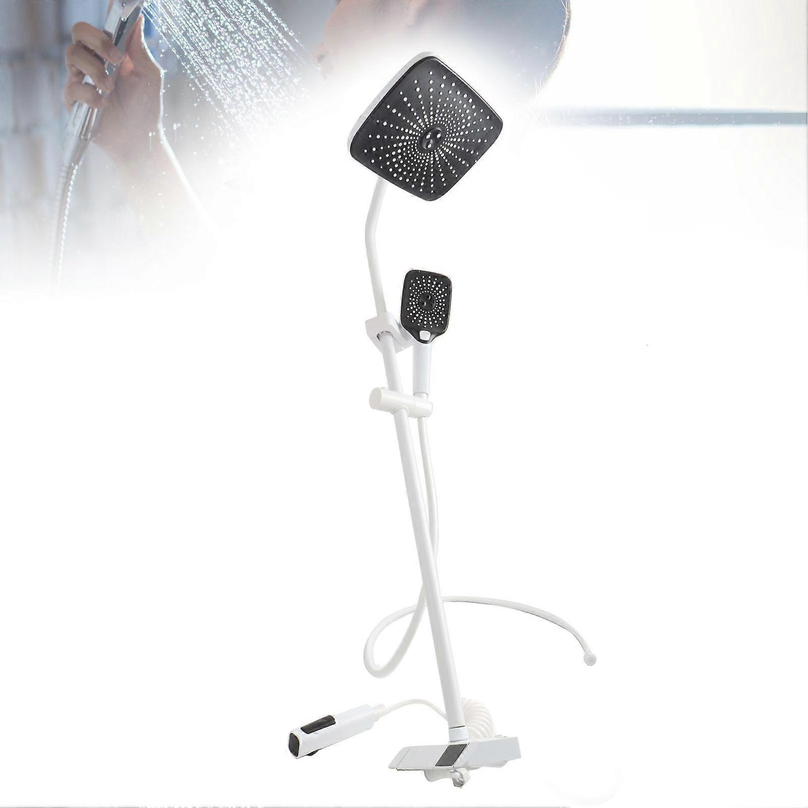 Rainfall Shower Head Set Push Button High Pressure Multiple Water Spray Modes Shower System for Bathroom White 