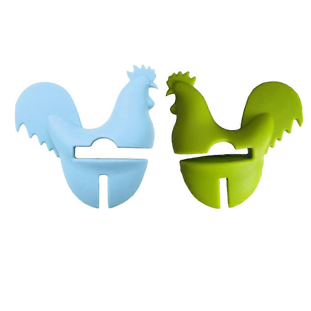 2pcs Heat Resistant Cartoon Animal Pot Clips, Non Slip Utensil Holders for Cooking, Random Color (Chick Design)