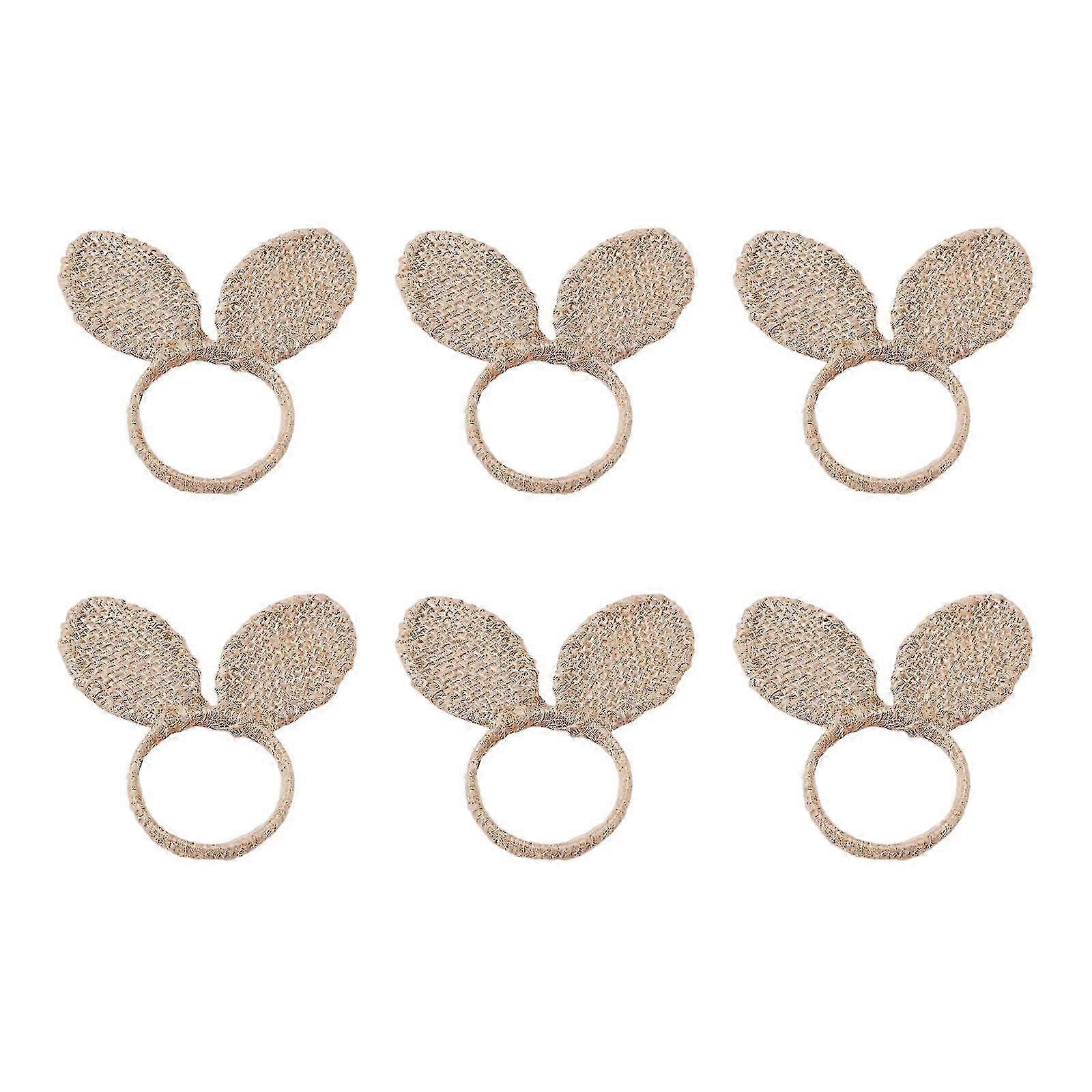 Top Selling - 6pcs Creative Hand Woven Napkin Ring with Rabbit Ears for Easter or Harvest Day, Carrot Design Napkin Holder