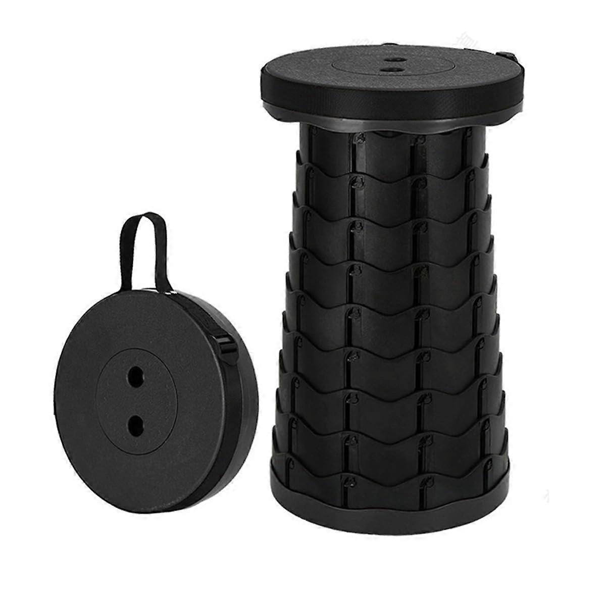 Telescopic Stool, Retractable Folding Stool, Black, Max Load 180kg