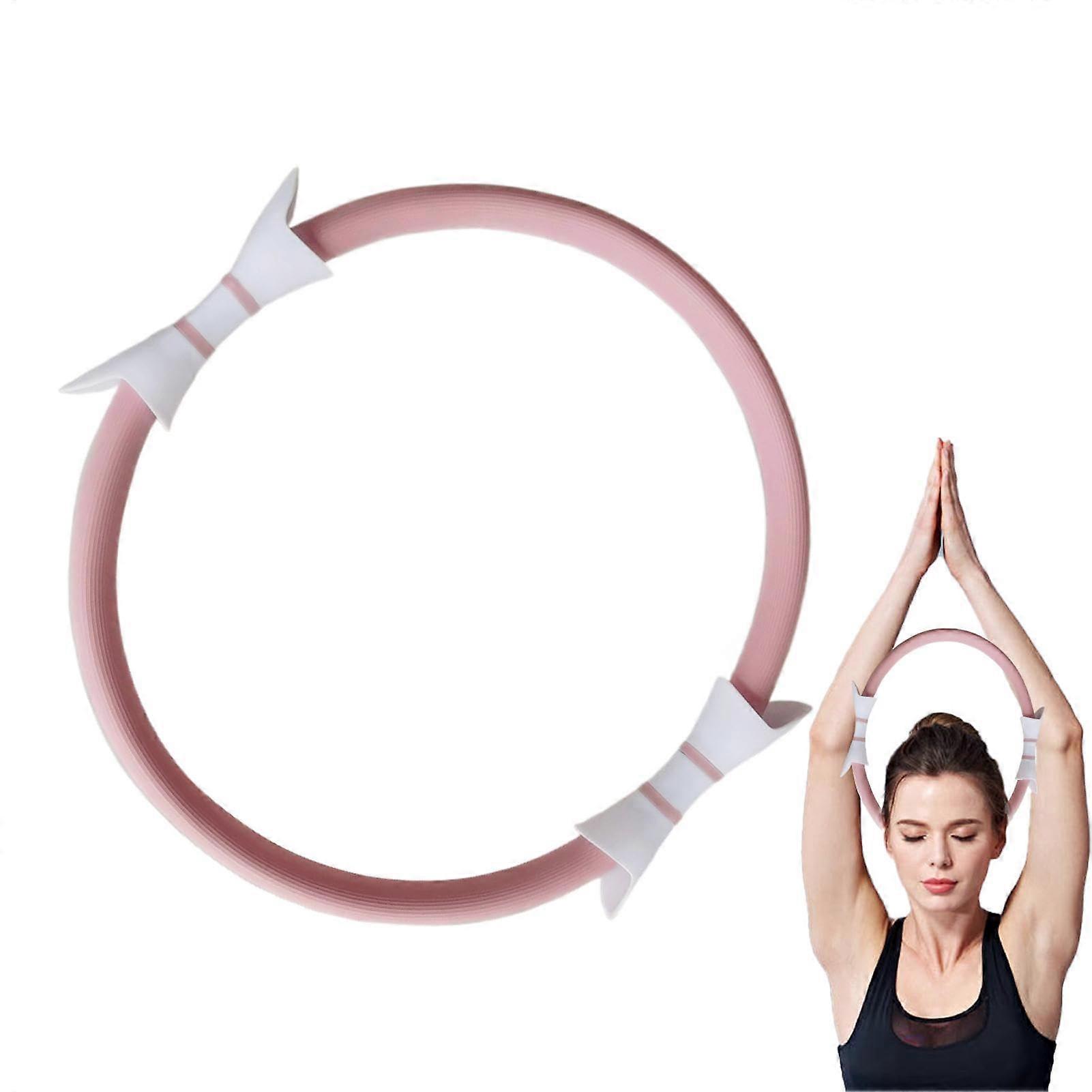 Exercise Ring Pilates - 14.96 Inch Lightweight Non-Slip Yoga Ring with Double Grip for Men and Women in Pink