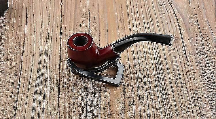 Conjunto de Cachimbo de Tabaco Marrom Feito à Mão com Haste Reta com Coldre e Suporte para Cachimbo