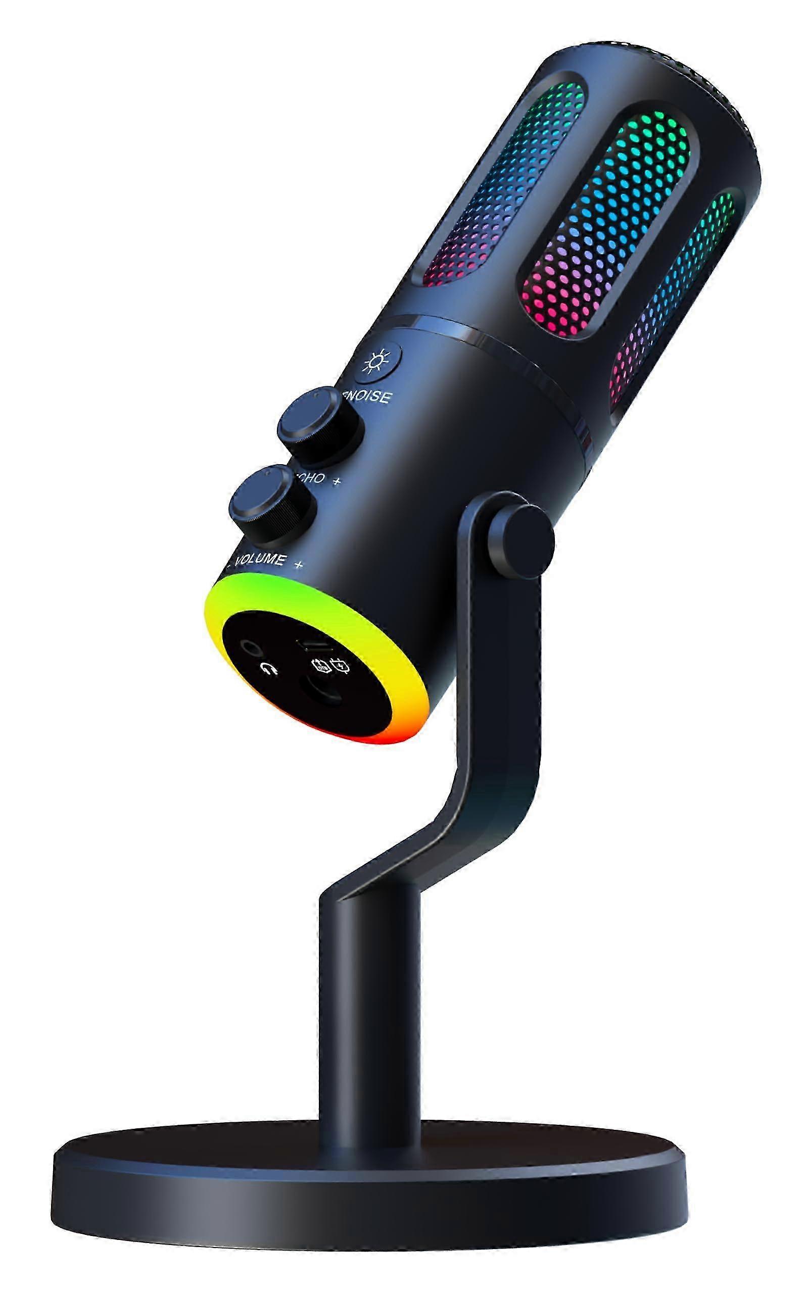 2025 USB/USB - C Condenser Microphone for Podcast Recording, PC Computer Gaming Streaming Mic with RGB Light