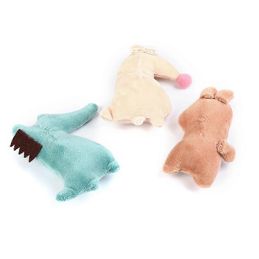 3pcs Cat Plush Set Cartoon Animal Design Brown Bear, Green Beige Kangaroo & Catnip Infused Plush for Indoor Kittens Safe & Adorable Pet Supplies