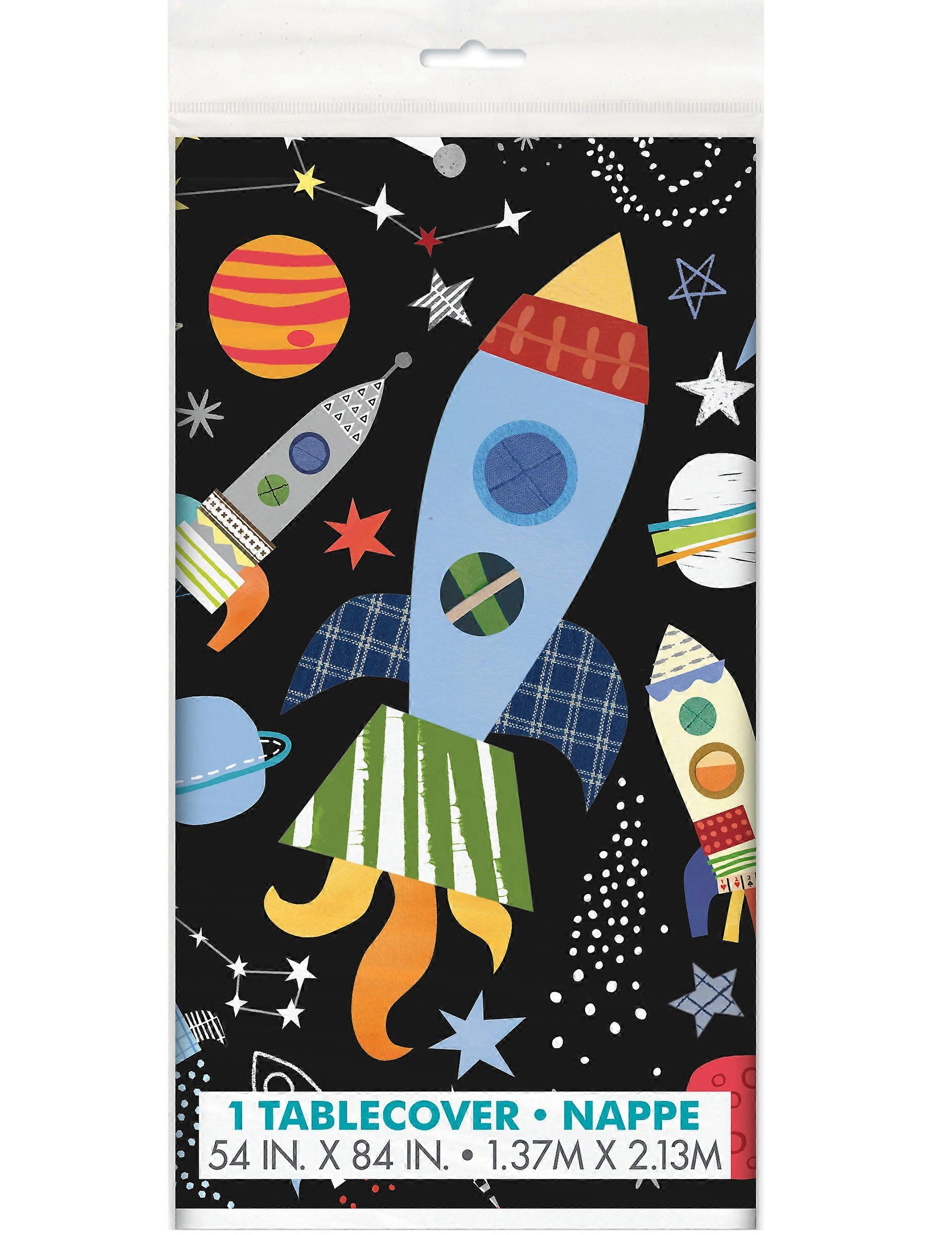 Black universe plastic tablecloth 137 x 213 cm