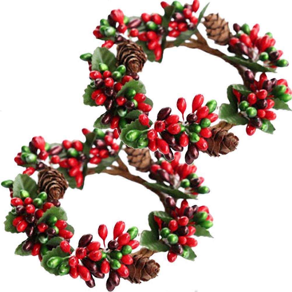 Garland Decorations Circular Shape Artificial Red Berry Garland For Diy Crafting Accessory 2Pcs